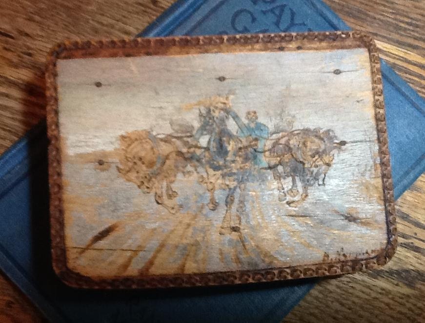 Antique Box / Very Old Wood Box / Biblical Theme / Horses / Elijah