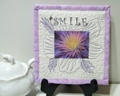 Gift Purple Flower Under 20 Mini Wall Hanging Art Quilt