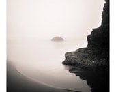 Black and white landscape fine art photography, ocean photography, hand made, 8x8 inch