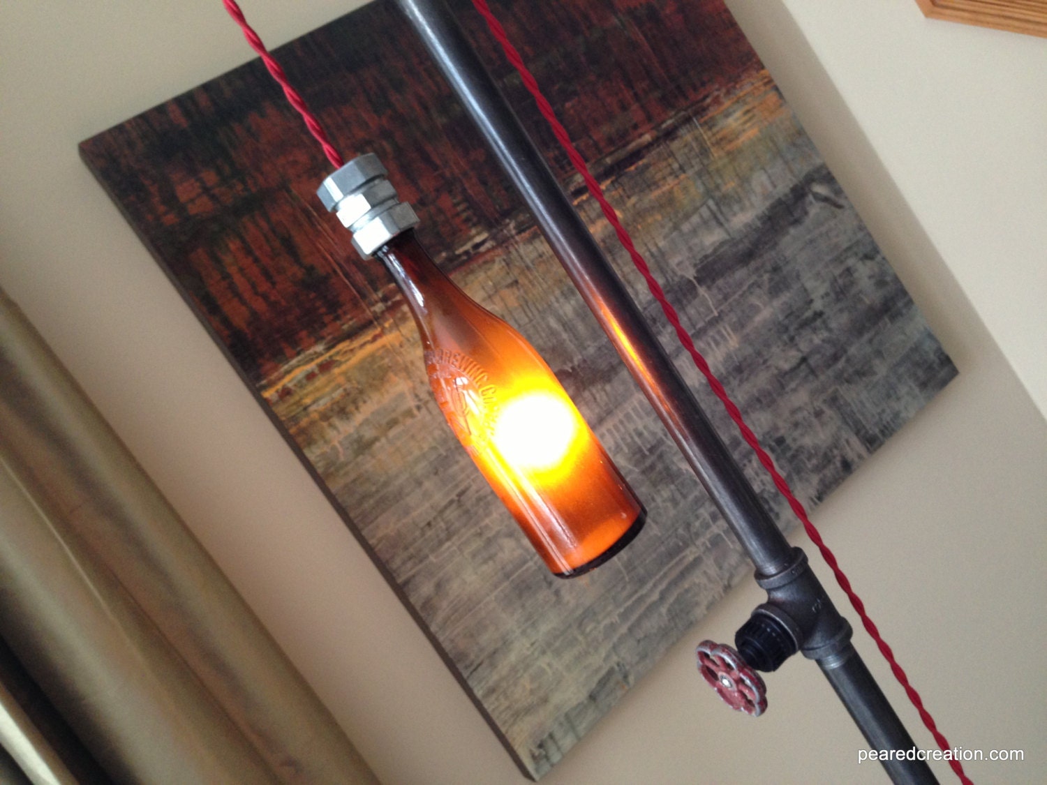 Reserved for Joshua Welensky - Industrial Floor Lamp - Beer Bottle Lighting - Steampunk Furniture - Pipe