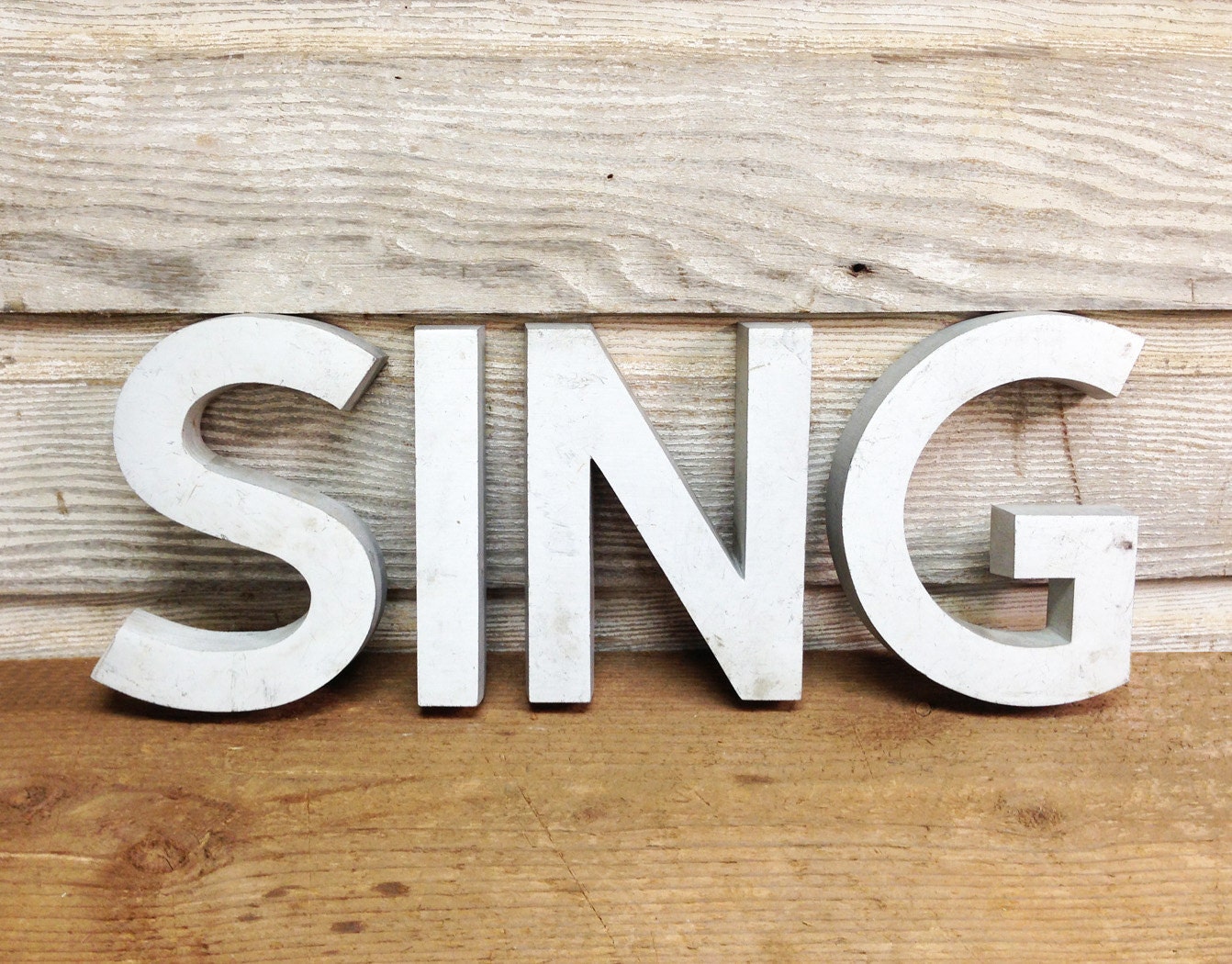 Vintage SING Sign -- Brushed Aluminum Sign