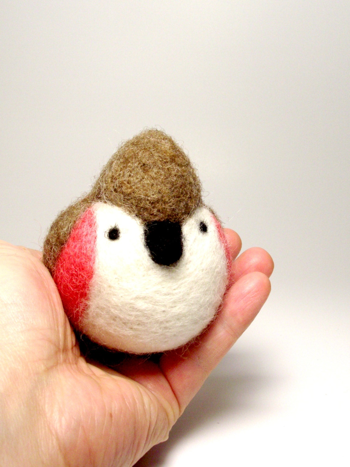 Chubby little modern bird - needle felt collectable animal toy - cute birthday or  housewarming gift - nursery decor