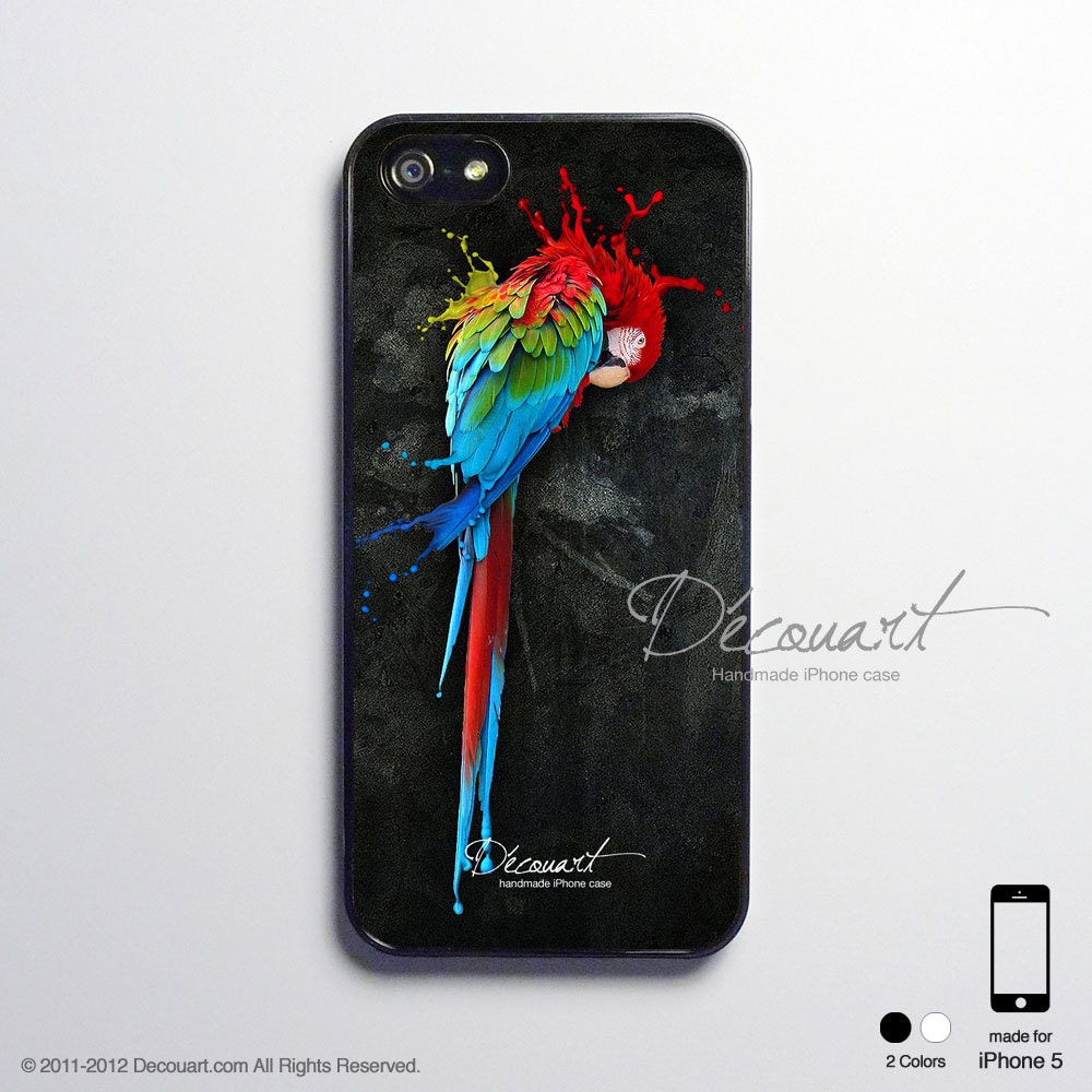 iPhone 5 case, iPhone 5 cover, case for iPhone 5, parrot illustration color splash S514