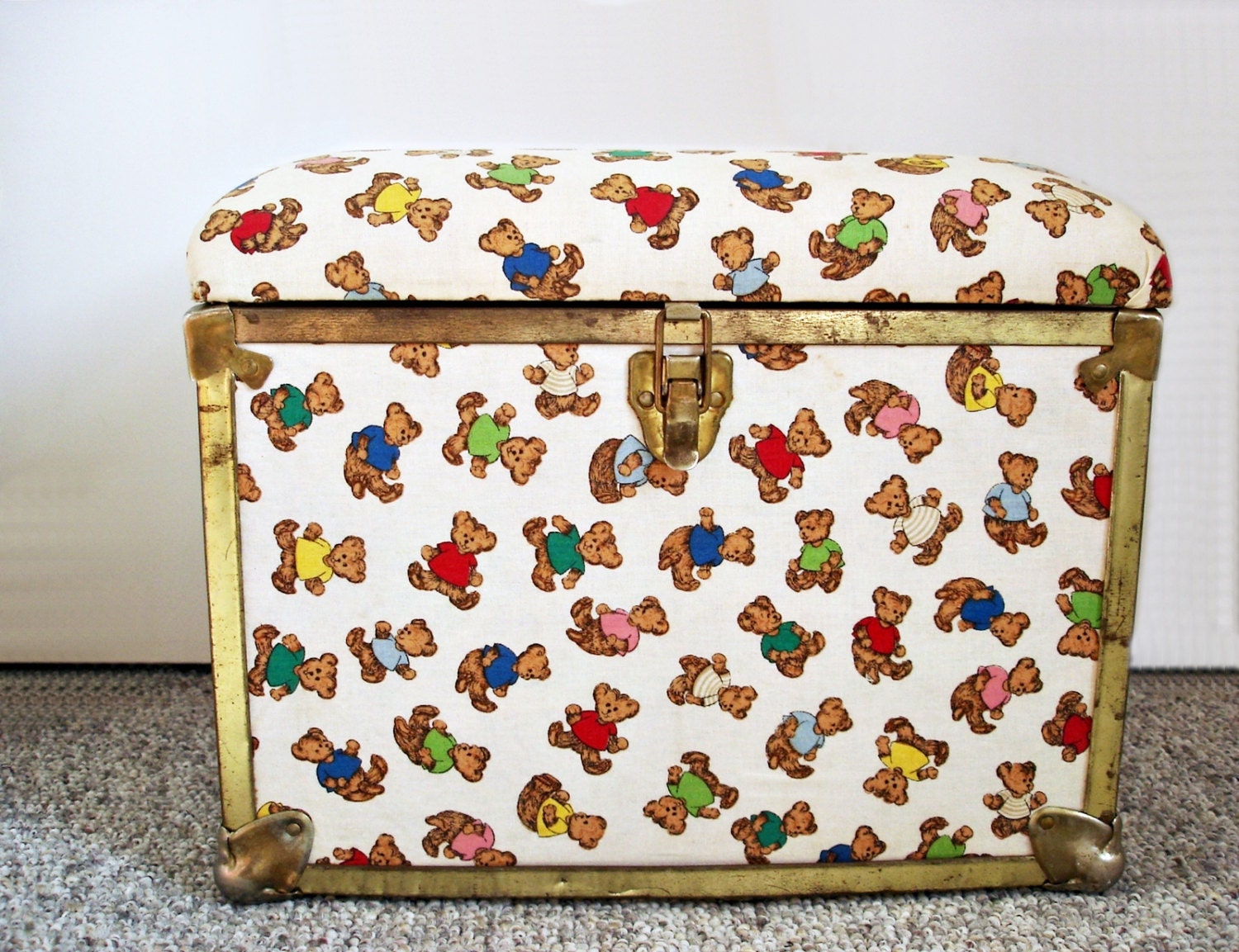 Vintage toy box/ teddy bear chest/ kids storage/ nursery décor/ toy bin/ organization