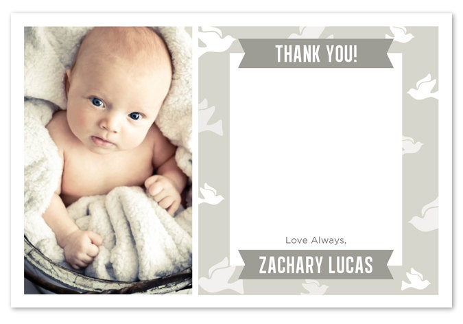 Baptism / Christening Thank You Card - Grey or Blue
