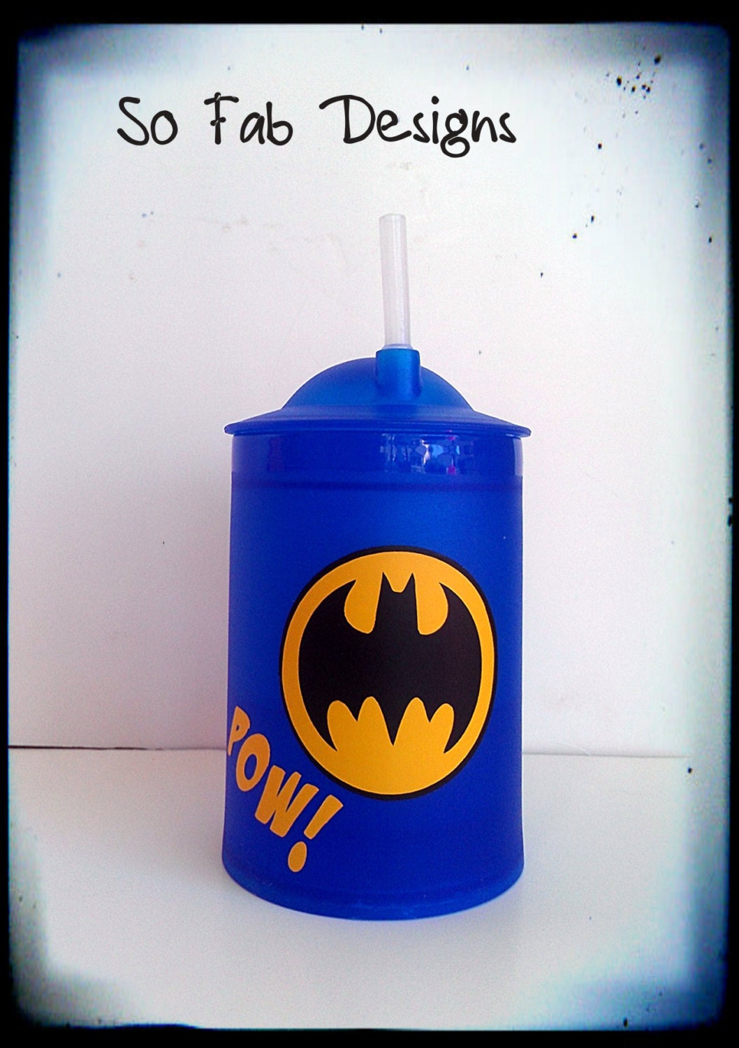 Customized Batman 10 ounce frozen mug with lid and straw