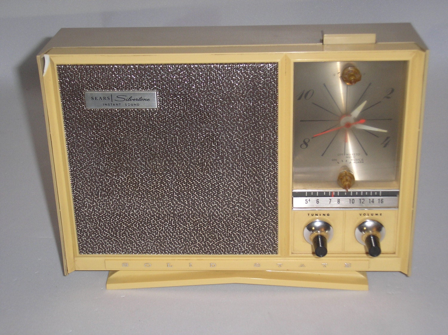 1966 Silvertone Alarm Clock Transistor Radio By Sears Roebuck & Co.