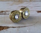 bullet earrings 1 pair clear diamond crystal studs  grooms gift camo wedding hunter diamond 