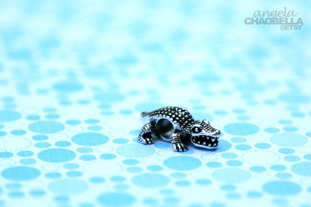 Authentic Alligator / Crocodile european charm bead - fit for european bracelets - ooak