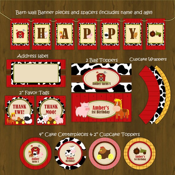 Barnyard Printable Birthday Package Barn by SplashboxPrintables