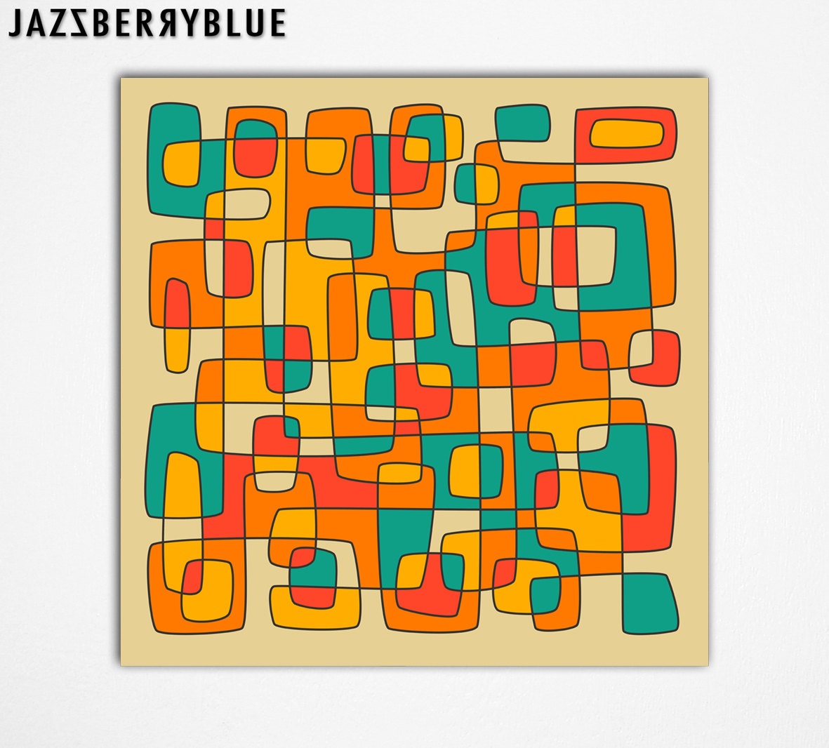 Large abstract GICLEE Fine Art Print for the home wall decor (13x13) 'INTERSECTIONS' by modern Artist Jazzberry Blue