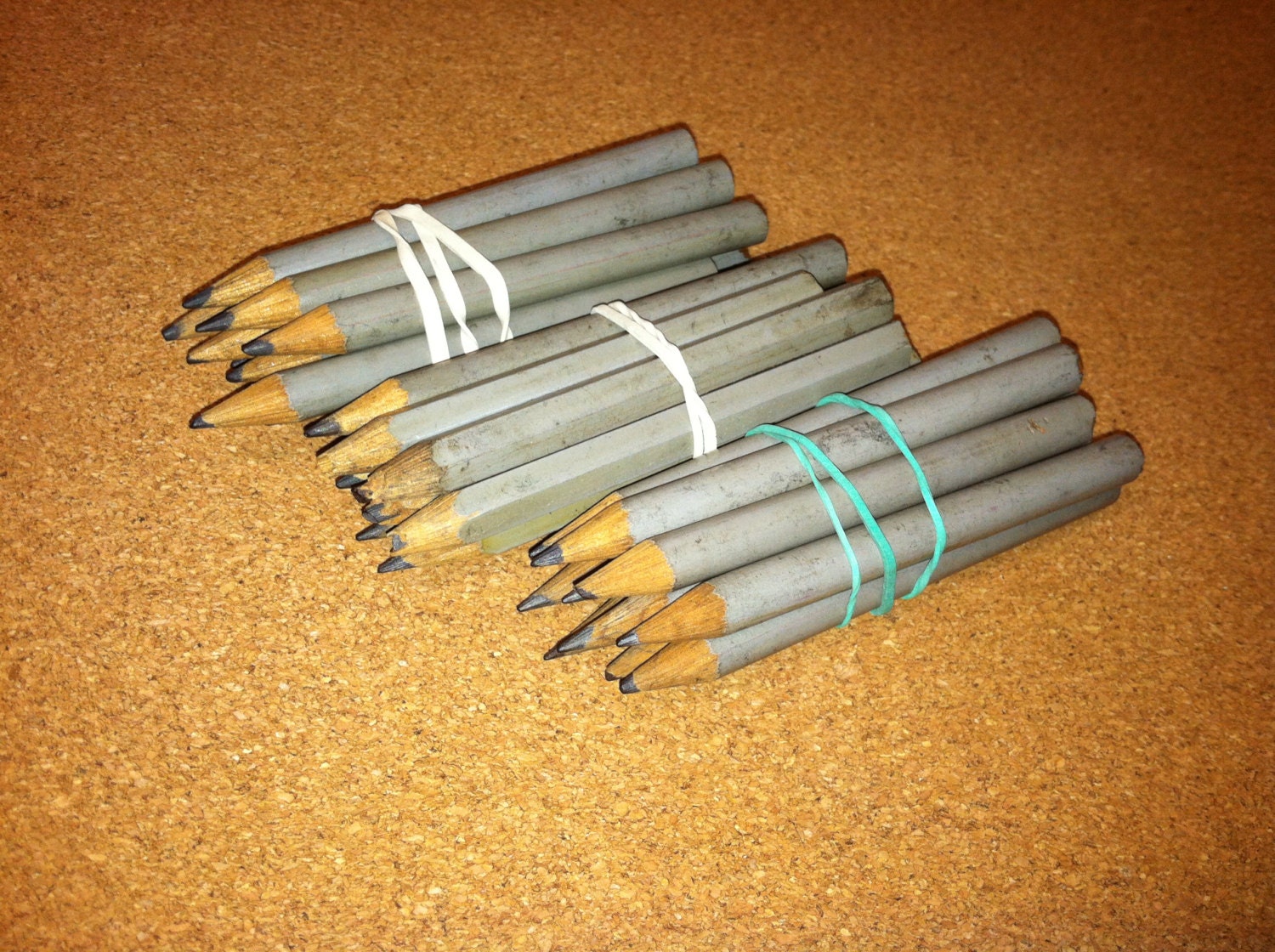 Jar pencils, vintage pencils,  grey gray colored mini wooden miniature pencils, office writing craft supplies pencil mini