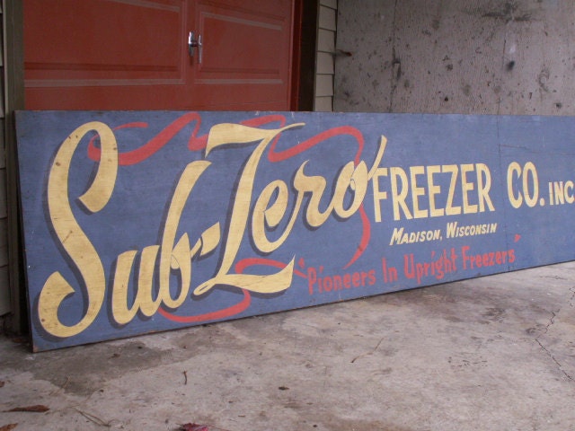 Mid Century Sub Zero Advertising Sign.  C. 1940s - Restaurant Art -  Kitchen Wall Art