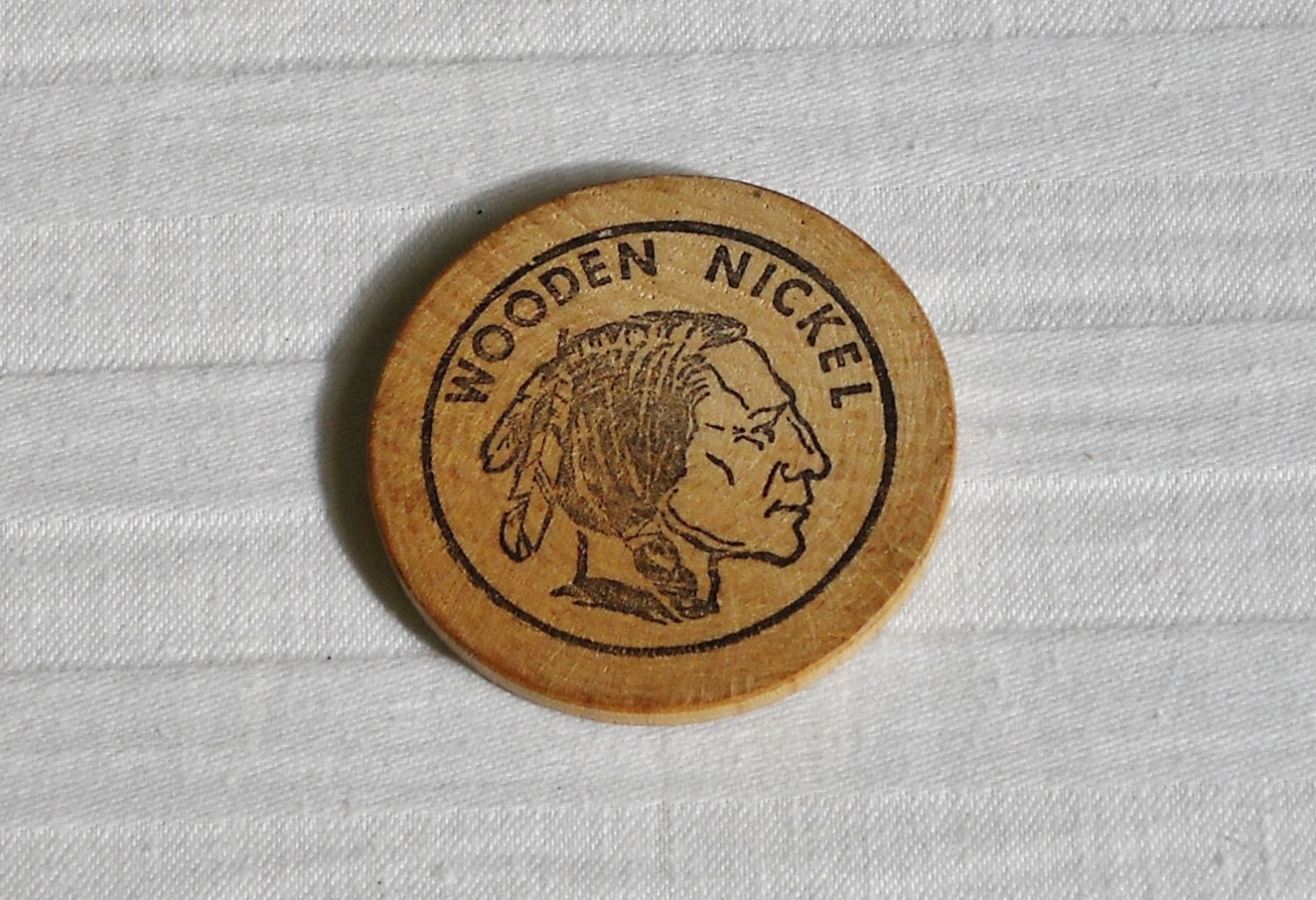 Vintage Wooden Nickel Moose Buck Maine Native American Indian