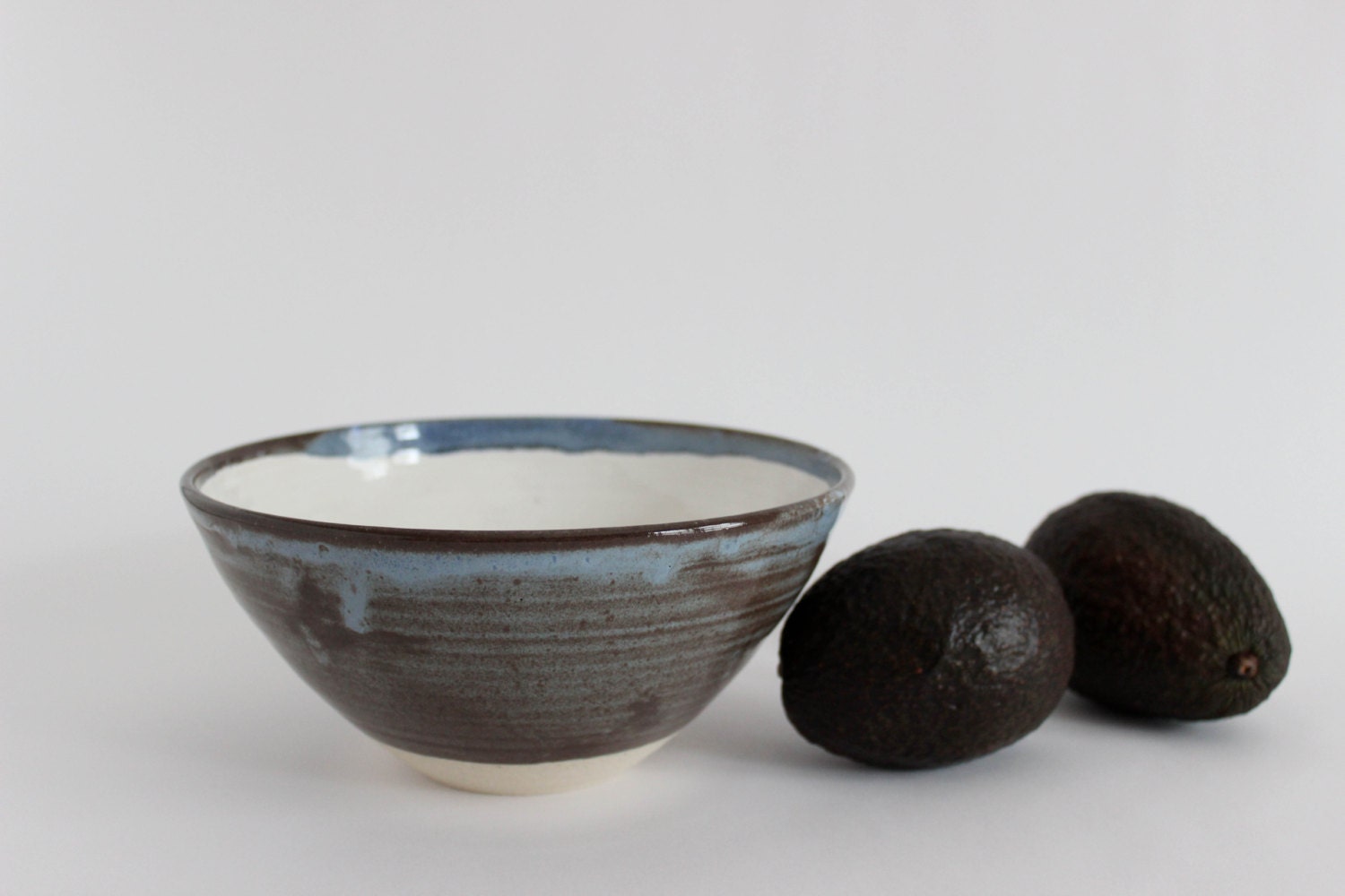 SALE - Blue-brown and white medium ceramic pottery bowl