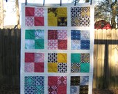 Modern Lap Quilt Sofa Throw or Baby Crib Quilt for the Modern Baby