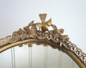 VINTAGE MATSON TRAY - Gold Vanity Mirror Mirrored - Bird Birds Dogwood - Floral - Flowers