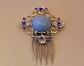 Purple Crystal Hair Comb, Lilac Stone Hair Comb, Wedding Hair Accessories, Prom Hair comb, Silver Hair Comb, Vintage Style