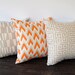 Throw pillow covers Set 16" x 16" cushion covers orange gray natural throw pillow covers chevron greek key modern decor