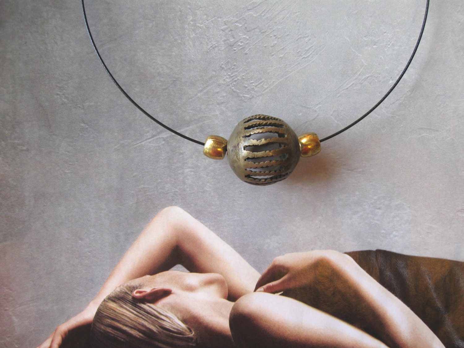 Fabulous Brass Bead Choker necklace, Jewelry