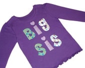 Big & Lil Sis T-Shirt with Appliqued Letters, Big and Little Sister Custom Personalized Shirt, Onesie/Bodysuit, Kids/Childrens/Baby Clothes