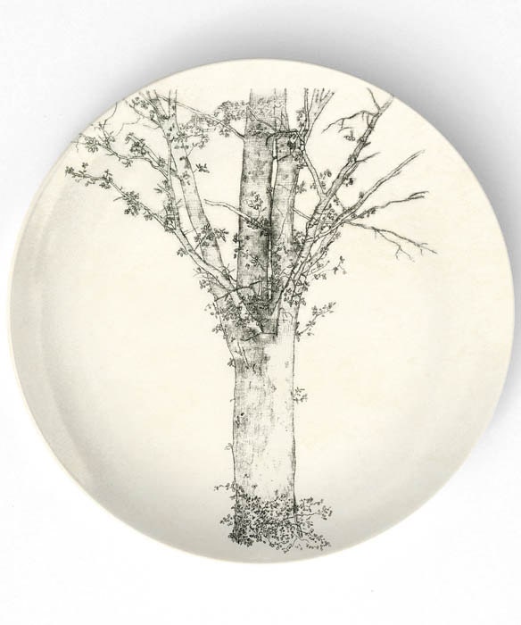 Tree from a master - 10 inch Melamine Plate 10 inch Melamine Plate with a softly aged off-white background