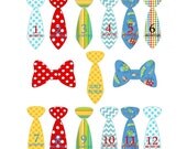 Boy Ironon Tie  Transfers  Monthly Onesie - Plus Just Born  and 2 Bow TiesNo.Z