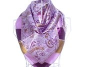 Beautiful Square Faux Silk Scarf- Purple Tribal/Paisley