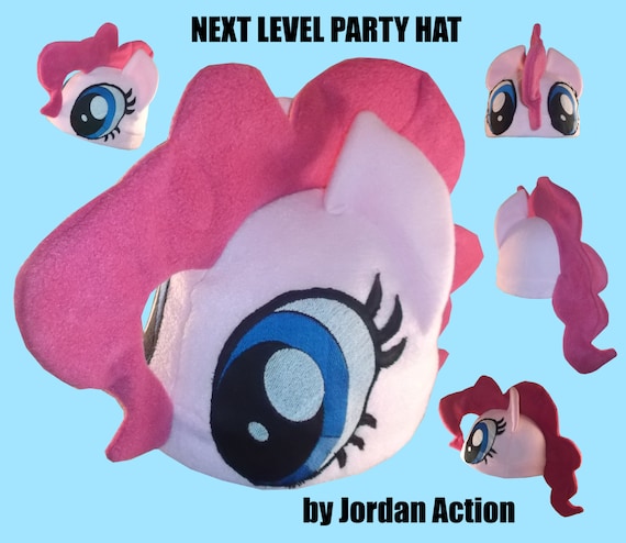 Embroidered Eyes - Pinkie Pie inspired Fleece Hat - My Little Pony