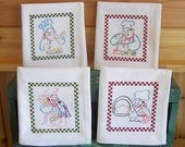 Embroidered Set of Whimical Busy Chefs Kitchen Towels