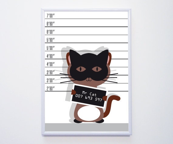 Affiche A4 - Illustration imprimée "Mr Cat"