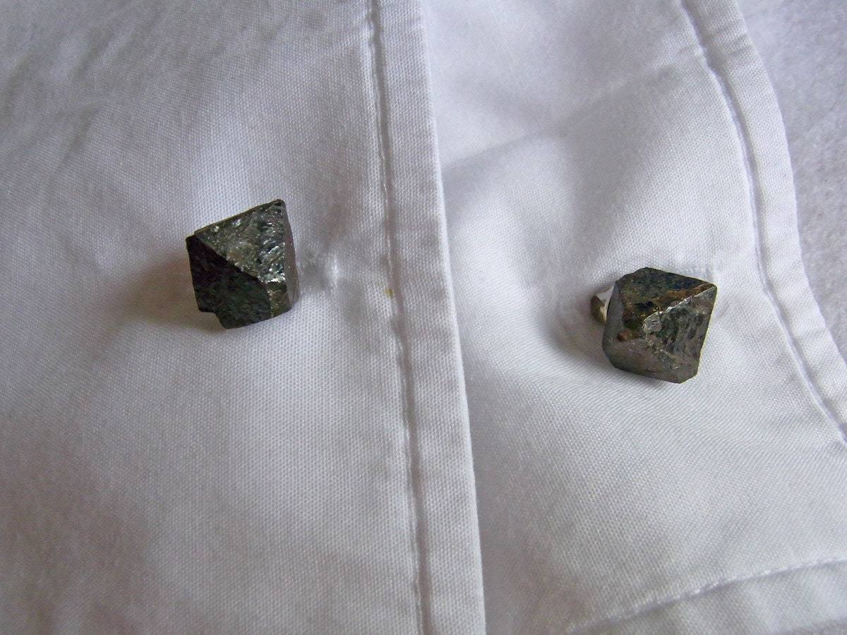 Magnetite Semi Precious Stone Cufflinks, Gifts under 10 pounds