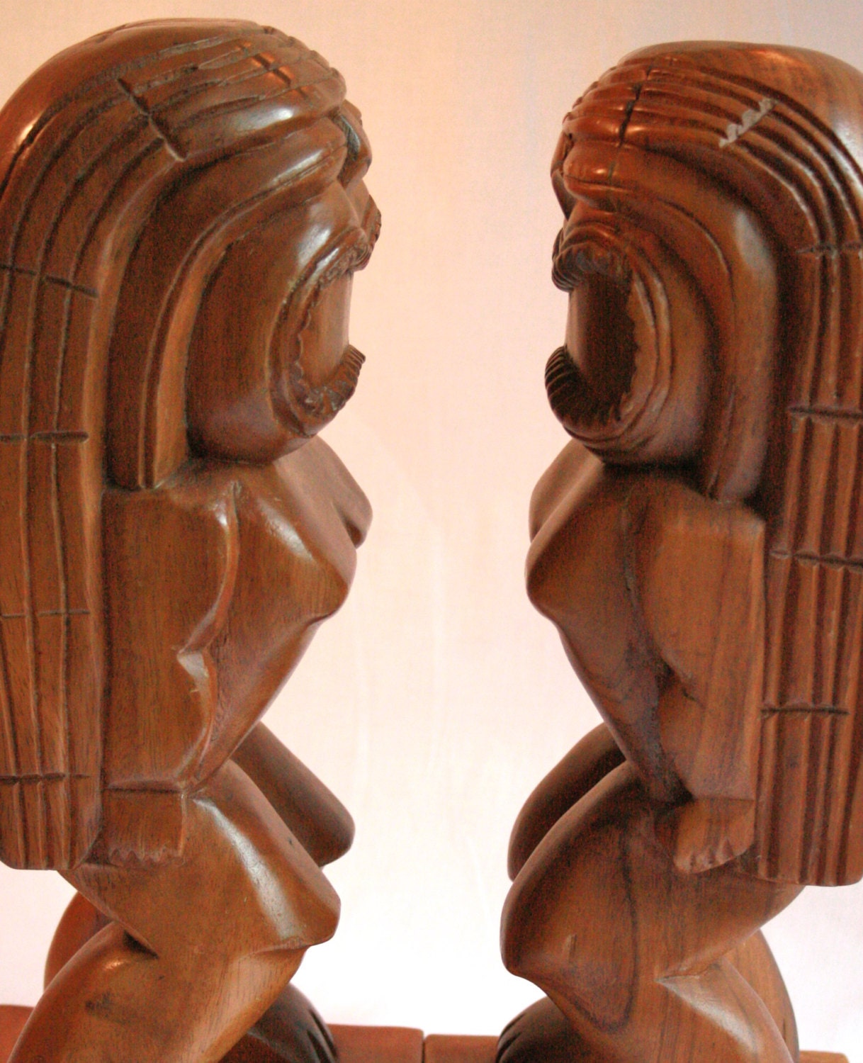 Hand Carved Wooden Hawaiian Tiki Statue Mid Century Modern Kitsch