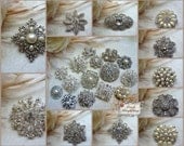 30 pcs Assortment Large Medium Bridal Vintage Style Silver Assortment Crystal Pearl Rhinestones Brooch Bouquet