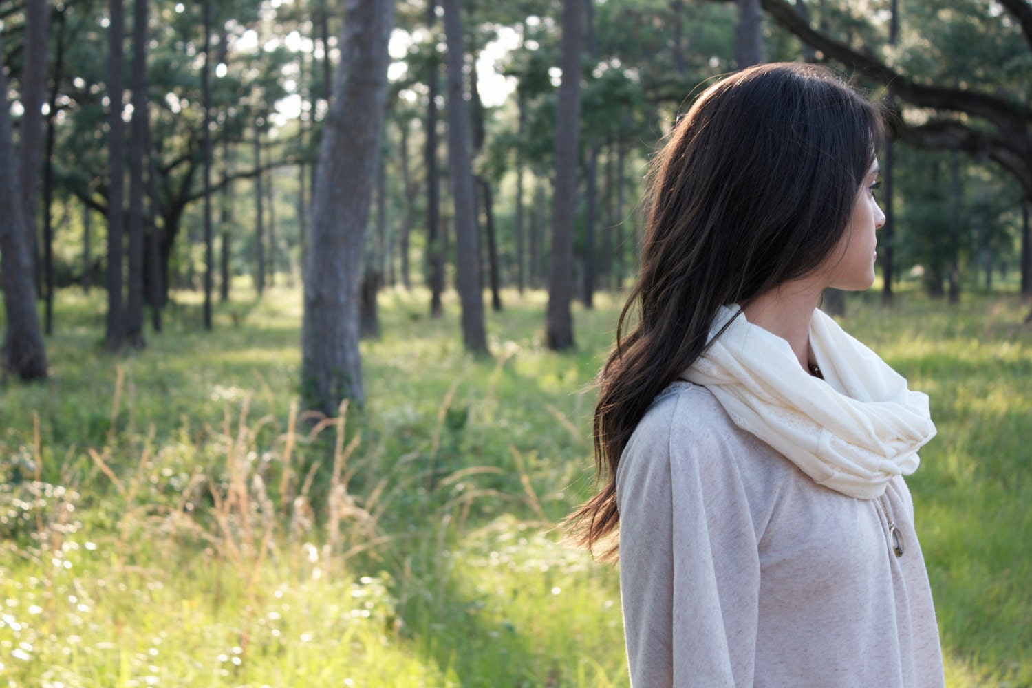 Women's Cream and Lace Striped Summer Scarf // Nautical Summer Scarf // Cream Nautical Scarf // Nautical Summer Accessories