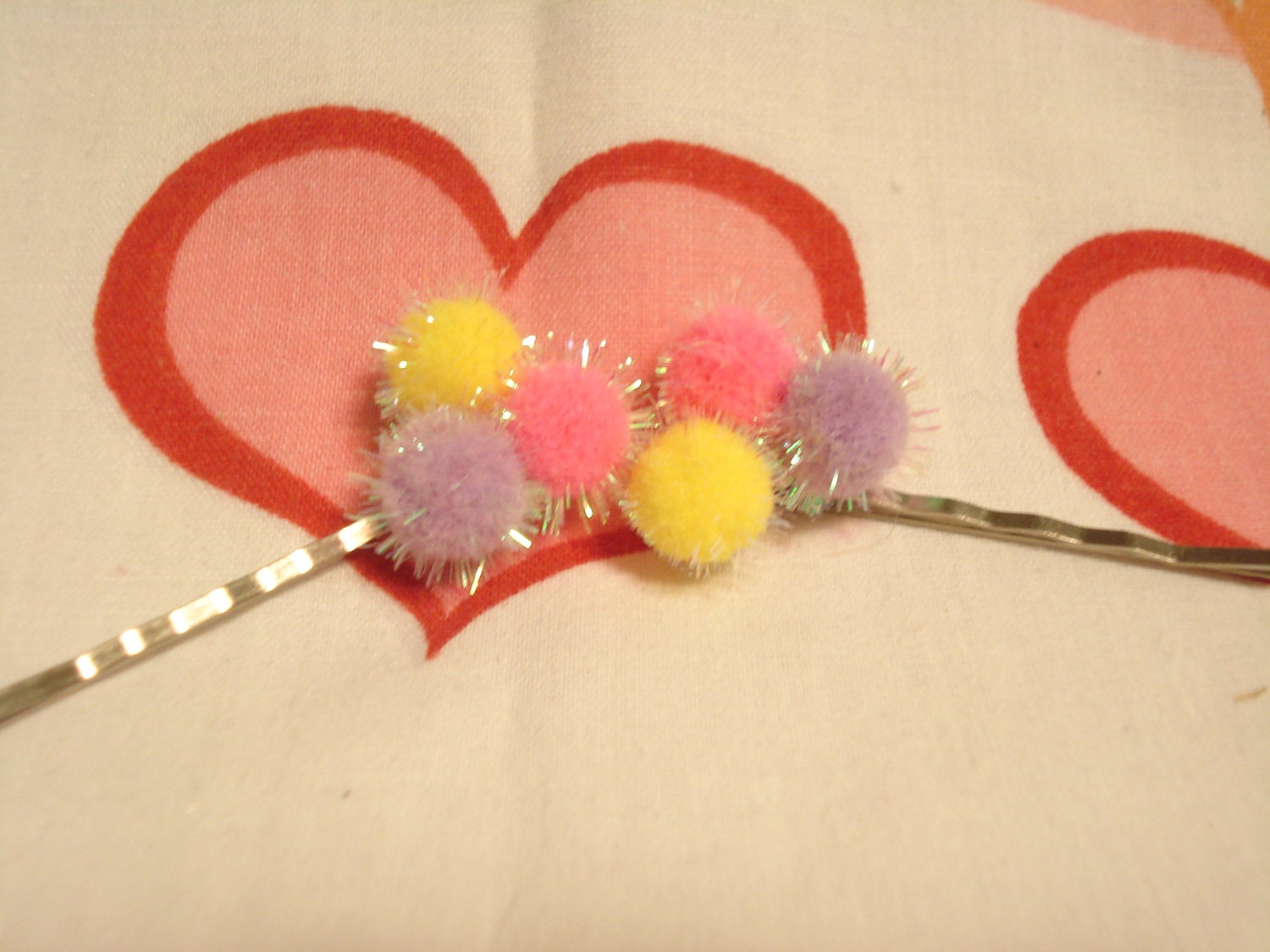 Two Pom Pom hair pins