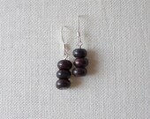 Bracciated Jasper Stick Earrings - Oxblood and Charcoal