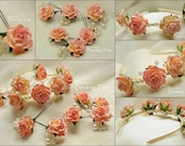 Wedding floral hairband pins clips aliceband with flowers, pearls and Swarovski crystals