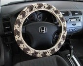 Crochet Steering Wheel Cover, Wheel Cozy - oatmeal/taupe heather (CSWC 2D)