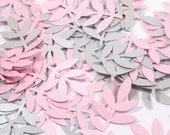 100 Silver & Pink Shimmer Leaf Frond Die Cuts noD1004