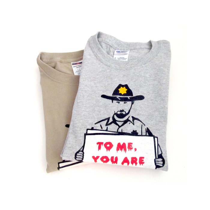 Walking Dead Shirt - Rick Grimes Love Actually Mashup (Choose Your Size - Youth & Adult) Zombies Gift for Him Men Tshirt
