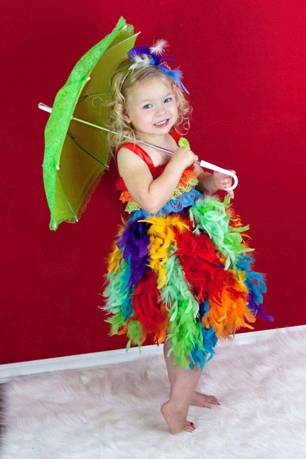 bride flower girl Birthday Surprise Couture Feather Dress pink 1T 2T 3T 4T 5year