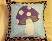 Purple, Blue, Black and Pink Mushroom Pillow/Cushion