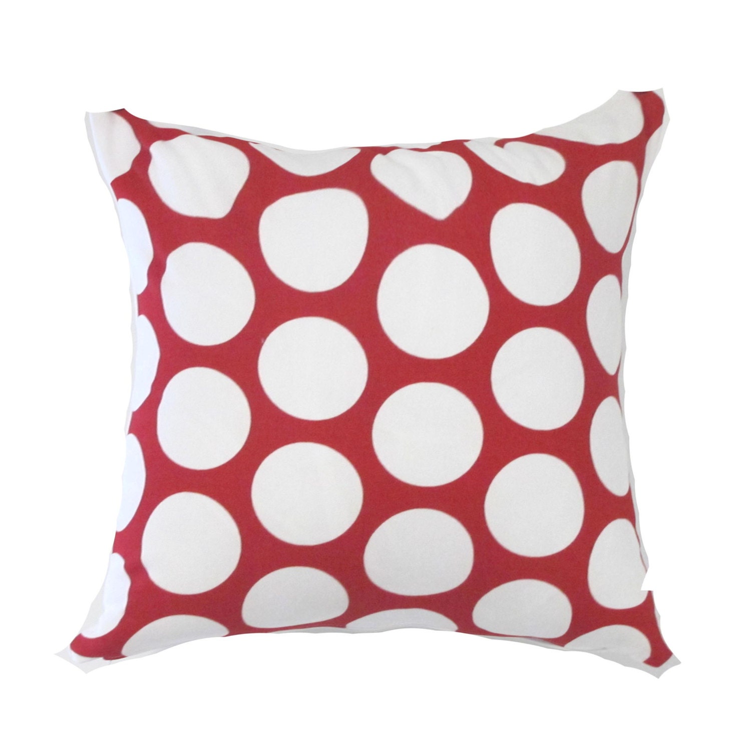 Red  Pillow Cover- Red & White Dots Decorative Pillow Cover-Decorative Pillow 16 x 16" or 17 x 17" or 18 x 18"