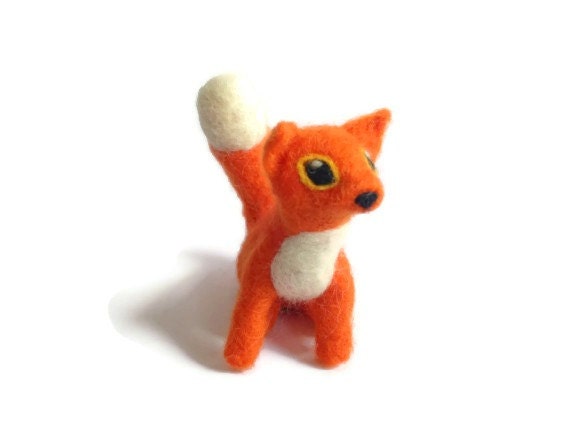 Needle Felted Fox Sculpture, Woodland Fibre Art