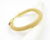 Gold beads crochet rope bracelet , beadwork , beaded bracelet ,galvanized beads