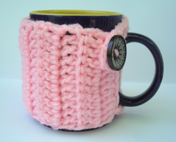 Mug Cozy - Mug Warmer - Mug Hug - handmade crochet - soft Pink