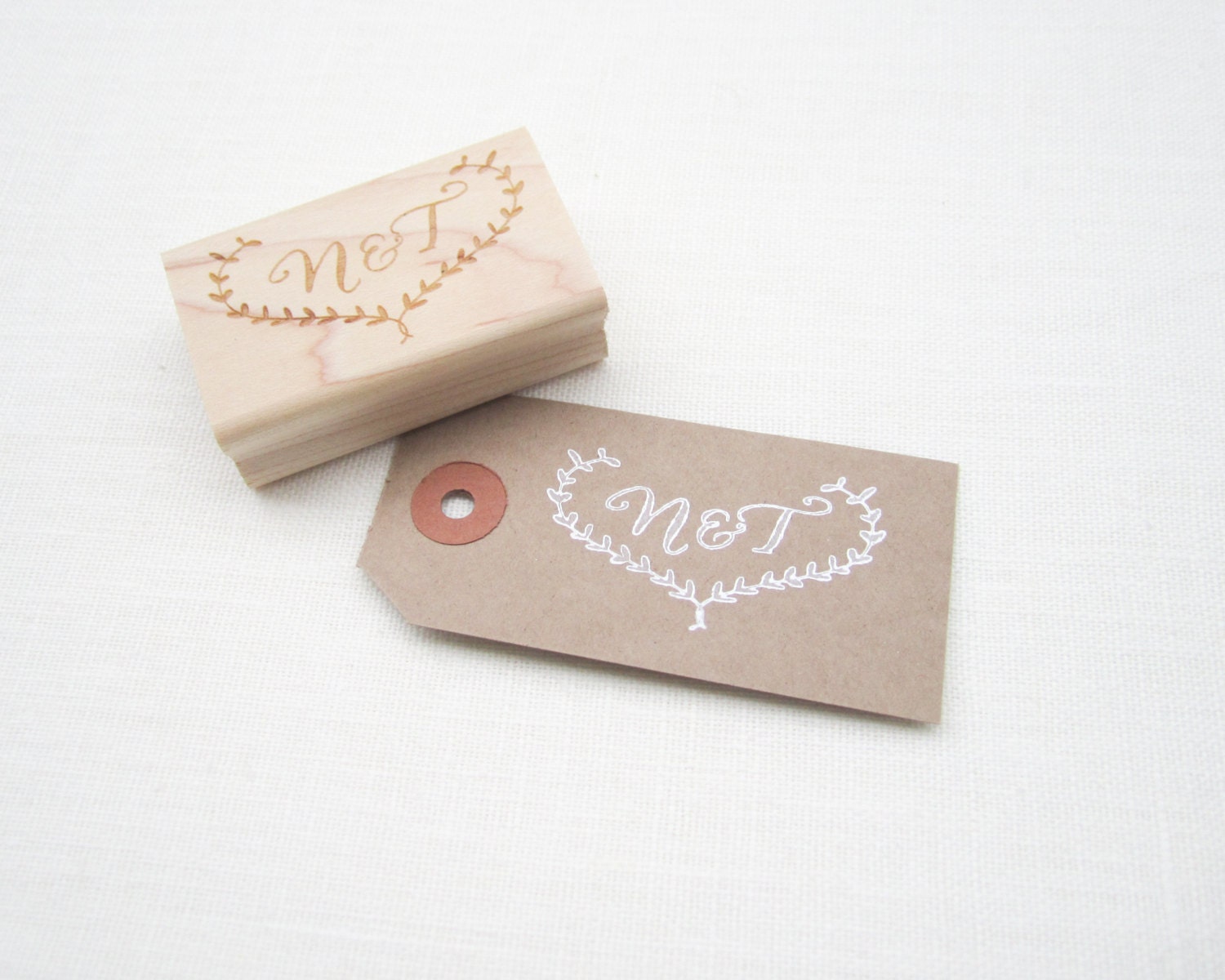 Custom Wedding Calligraphy Stamp - 2" hand written custom wedding rubber stamp personalized with names and date
