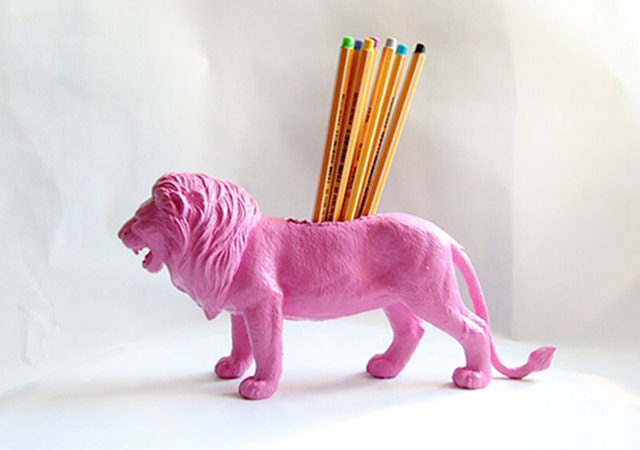 Custom Color Jumbo Lion Toy Animal Pencil Holder // Unique, personalized gift idea
