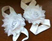 White Baby Barefoot Sandals, Newborn, Baby, Infant, Toddler Sizes Available
